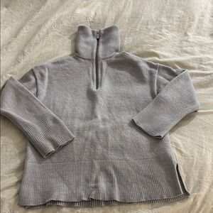 Babaton Gray Cowl Neck Sweater Ribbed Knit